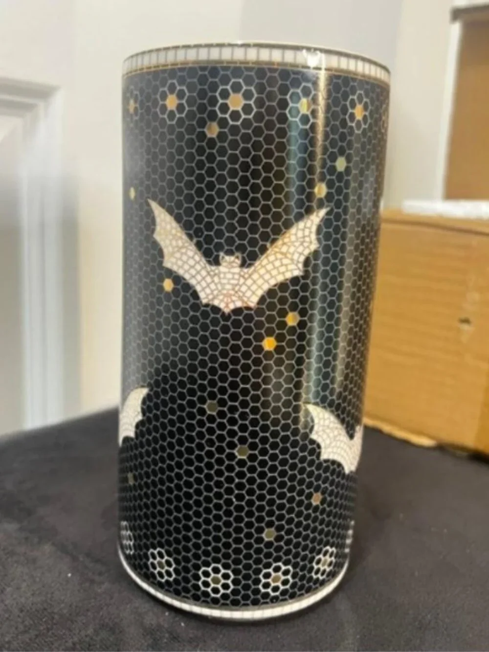 Anthropologie Bistro Tile Stoneware Vase: Halloween Edition - Bats - NWT